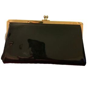 Andé Vintage Black Shiny Clutch Wristlet HandBag